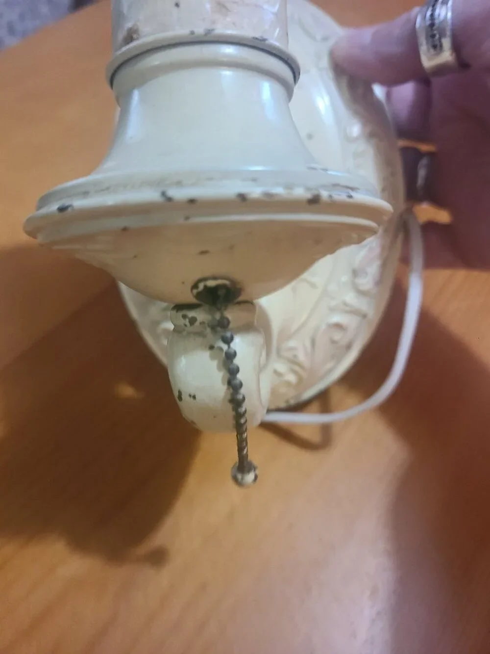 1920's Victorian / Art Deco Wall Sconce Antique White Pull Chain Wall Mount